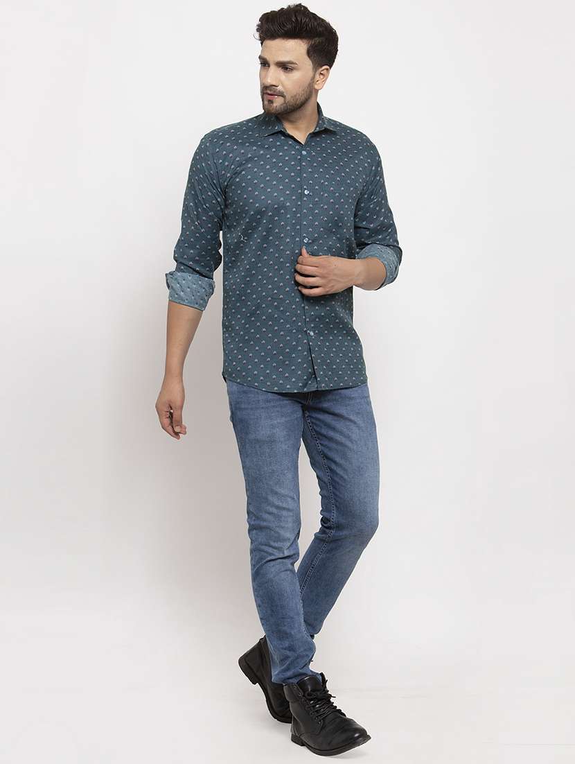 blue printed casual shirt - 17442578 - Standard Image - 3