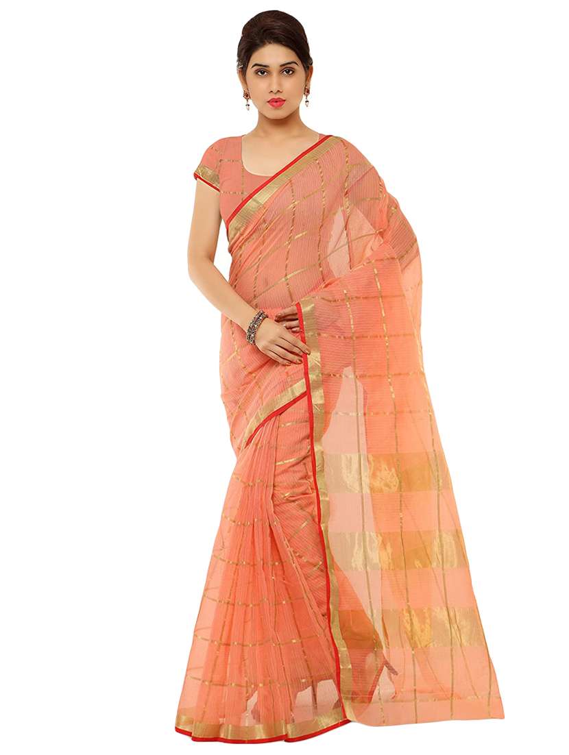 checkered kota doria saree with blouse - 17448799 - Zoom Image - 0