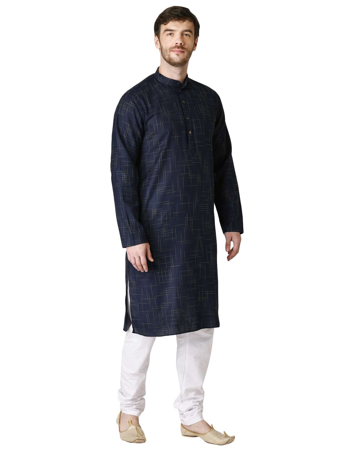nay blue checkered long kurta