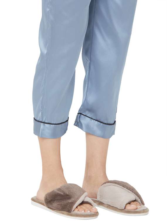 blue satin pyjama nightwear set - 17449799 -  Standard Image - 3