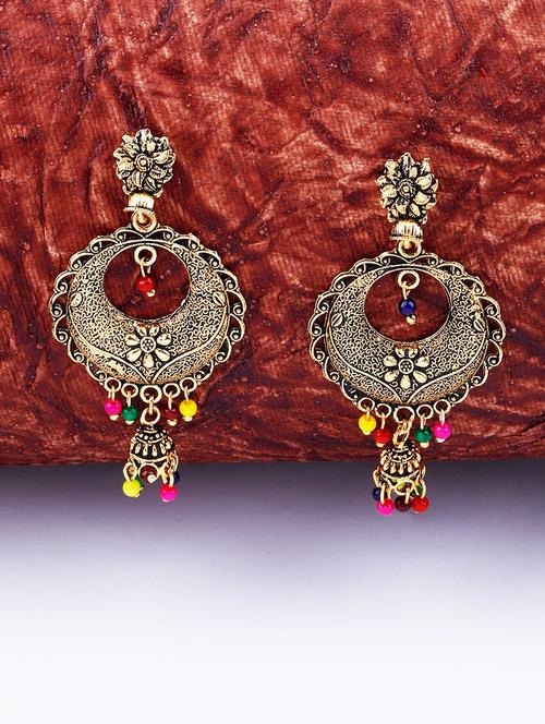 gold metal drop earring - 17449812 - Standard Image - 0