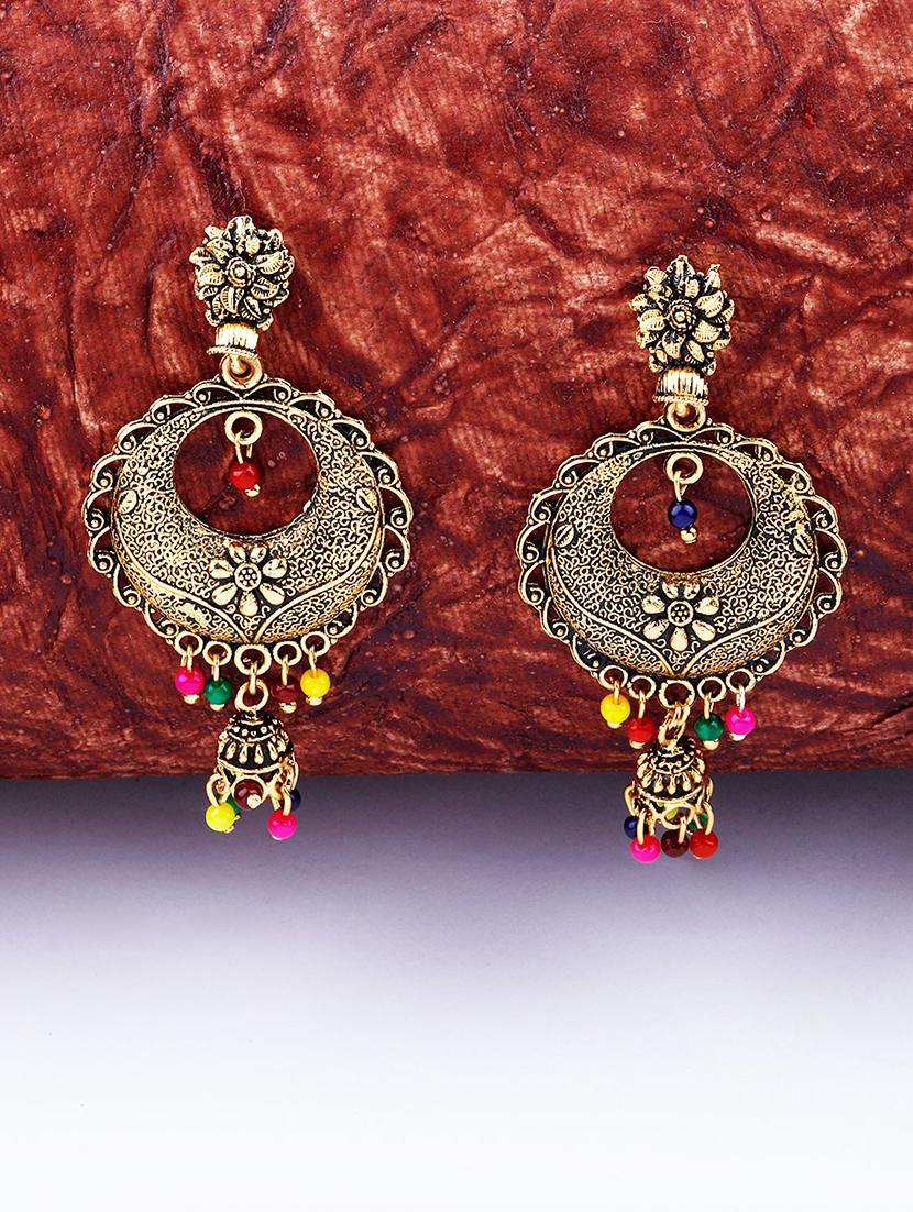 gold metal drop earring - 17449812 - Zoom Image - 0
