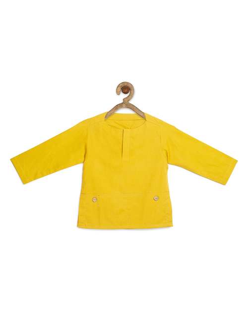 yellow cotton poplin kurta - 17450145 - Standard Image - 0