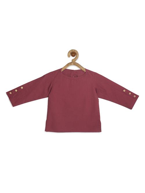 red cotton poplin kurta - 17450148 - Standard Image - 0