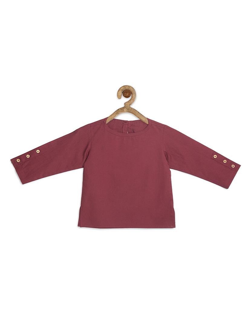 red cotton poplin kurta - 17450148 - Zoom Image - 0
