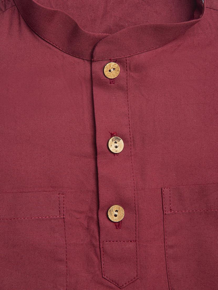 red cotton poplin kurta - 17450150 - Standard Image - 3