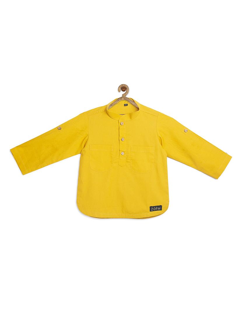 yellow cotton poplin kurta - 17450152 - Zoom Image - 0