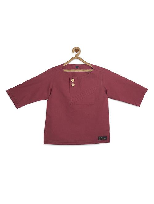 red cotton poplin kurta - 17450162 - Standard Image - 0