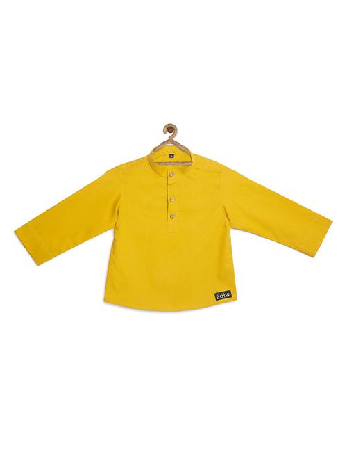 yellow cotton poplin kurta - 17450167 - Standard Image - 0