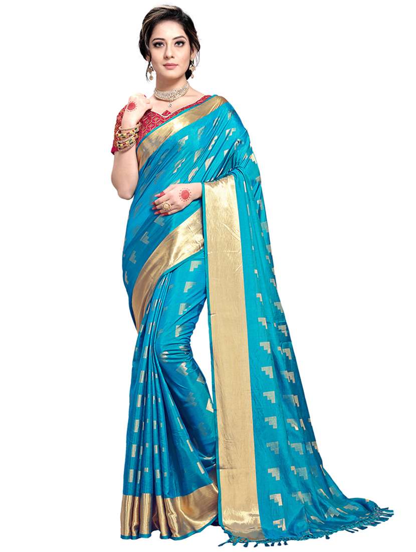 self design woven saree with blouse - 17450649 - Zoom Image - 0