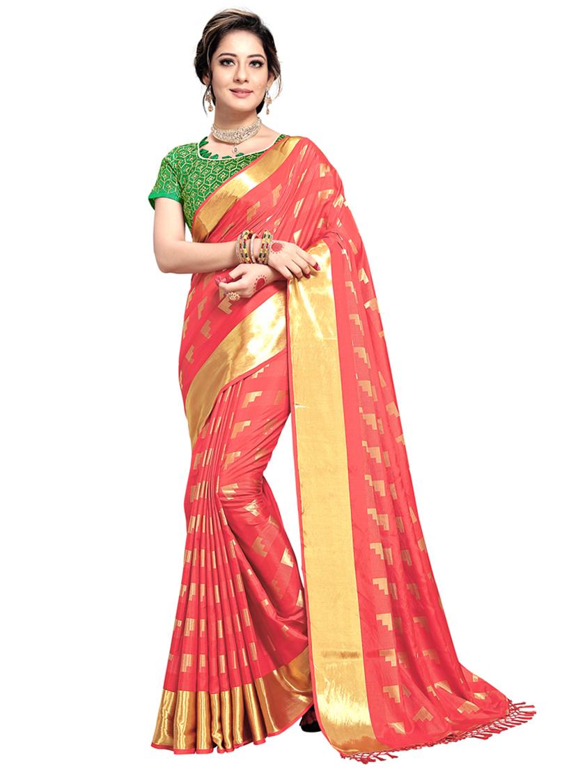 self design woven saree with blouse - 17450652 - Zoom Image - 0