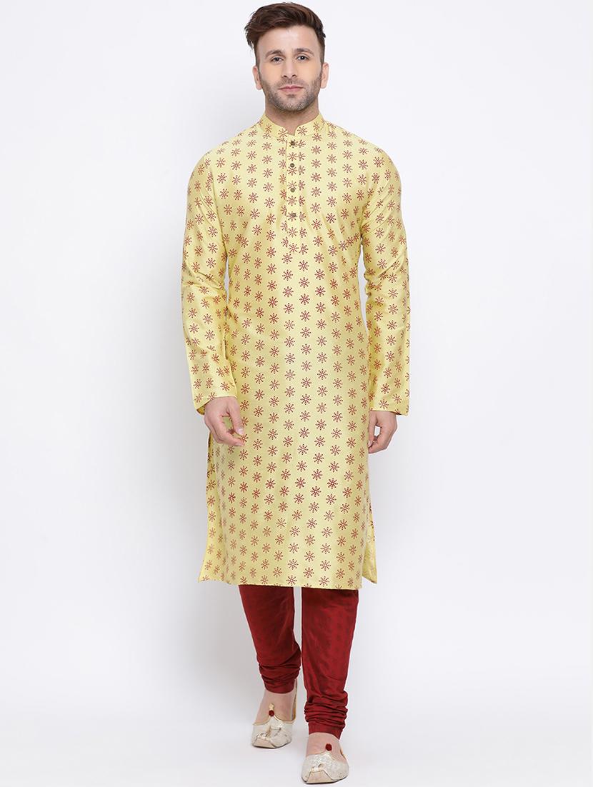yellow printed long kurta - 17451175 -  Zoom Image - 0