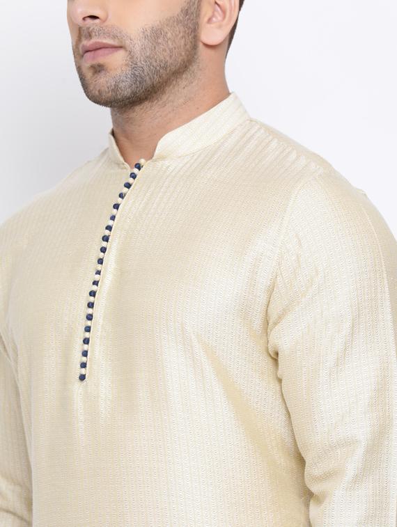 off white embroidered silk blend long kurta - 17451184 - Standard Image - 3
