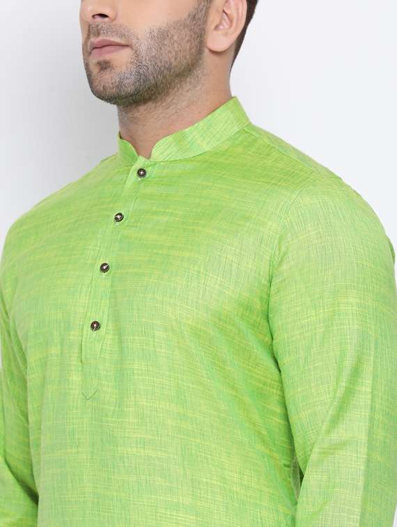 green solid long kurta - 17451196 - Standard Image - 3