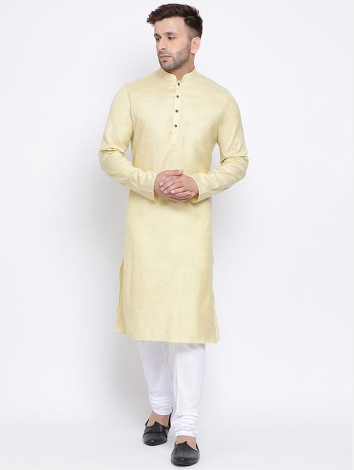 cream solid long kurta - 17451224 - Standard Image - 0
