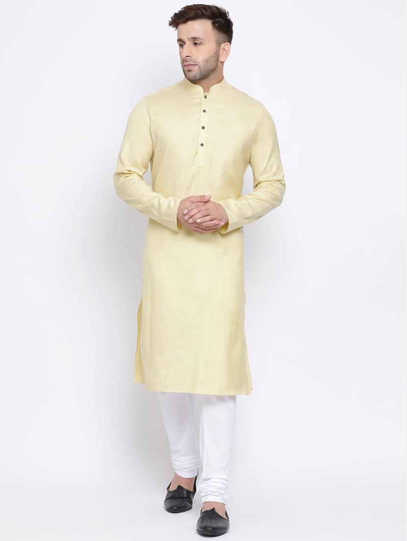 cream solid long kurta - 17451224 - Zoom Image - 0