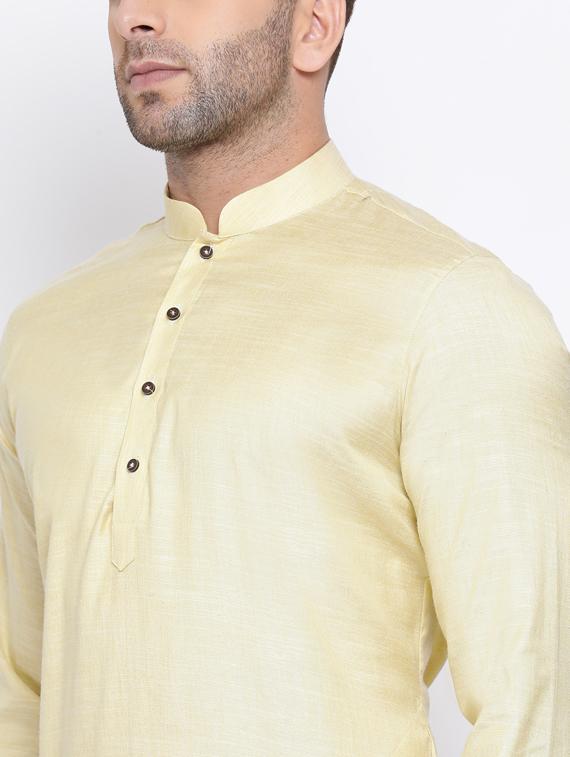 cream solid long kurta - 17451224 - Standard Image - 3