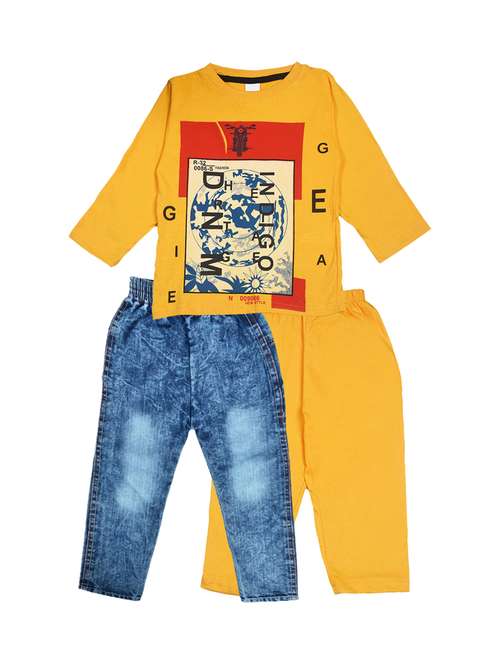 yellow cotton blend full length sets - 17451498 - Standard Image - 0