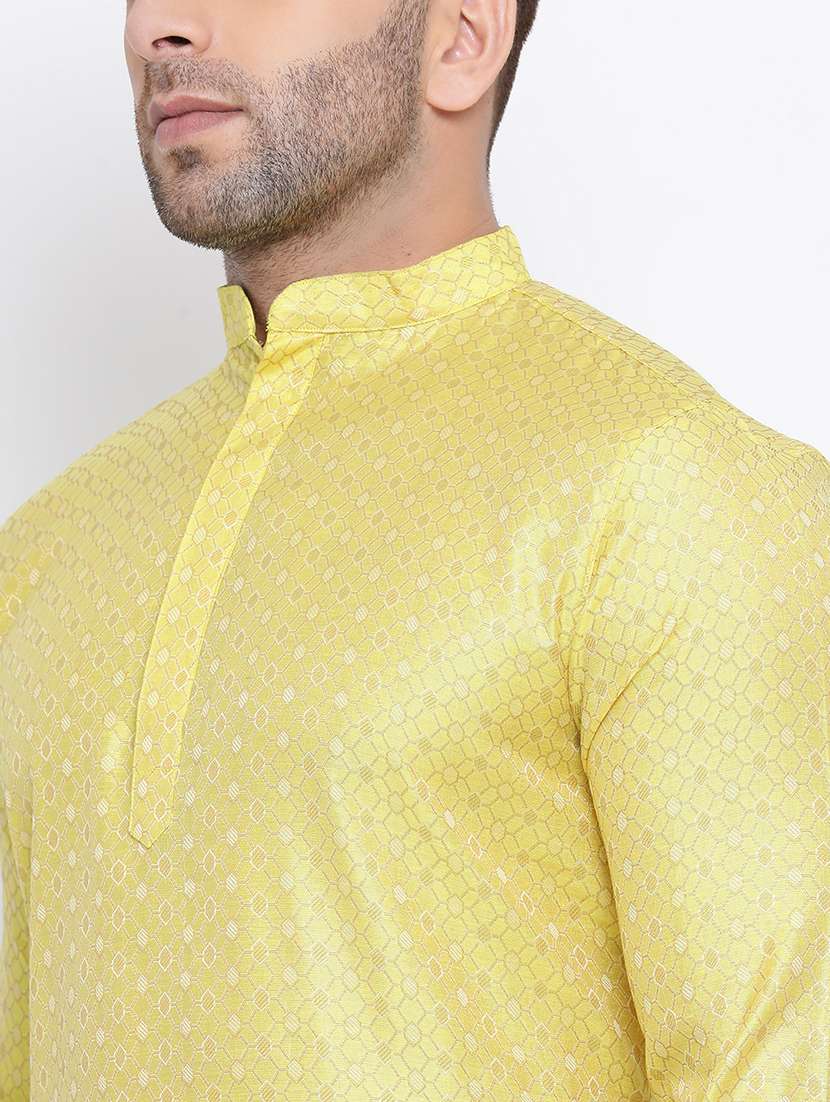 men printed kurta churidar ethnic wear set - 17453078 - Standard Image - 3