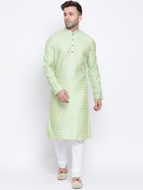 men self design kurta churidar ethnic wear set - 17453102 - Standard Image - 0