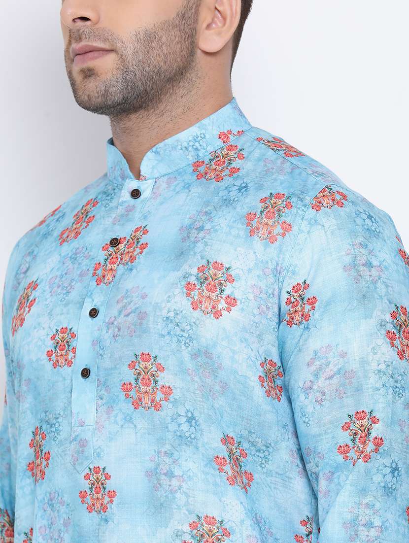 men floral kurta churidar ethnic wear set - 17453111 -  Standard Image - 3