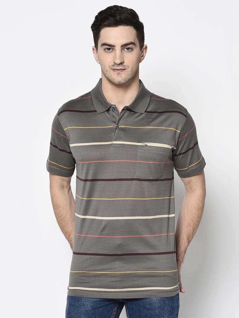 brown striped polo t-shirt - 17453380 -  Zoom Image - 0