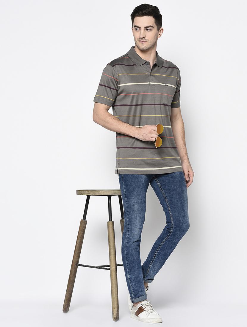 brown striped polo t-shirt - 17453380 - Standard Image - 3