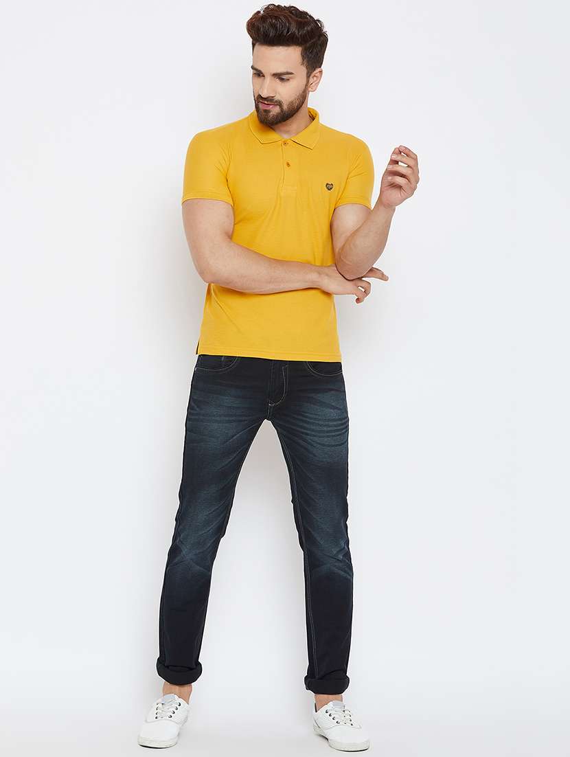yellow solid collared t-shirt - 17453389 -  Standard Image - 3
