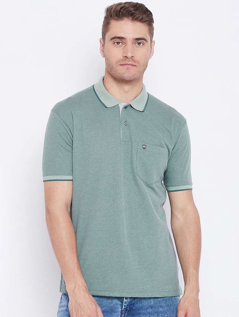 green solid polo t-shirt - 17453390 - Zoom Image - 0
