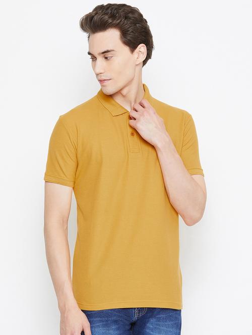 mustard solid polo t-shirt - 17453400 - Standard Image - 0