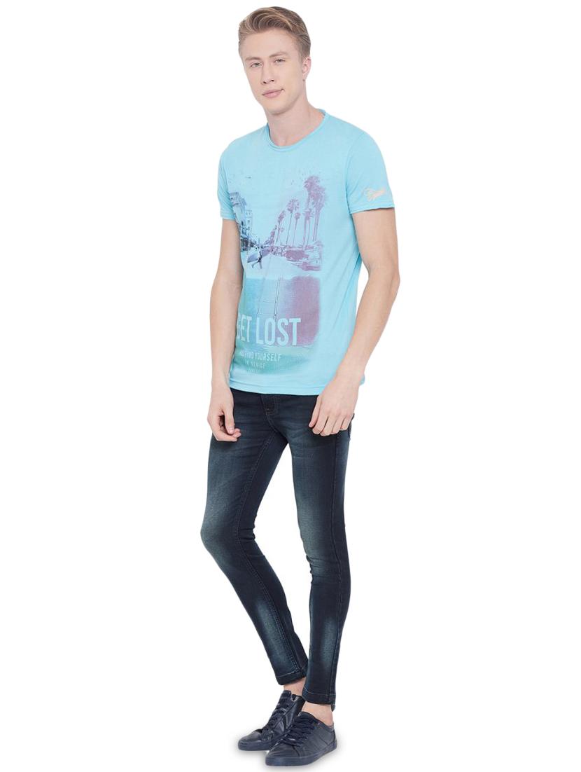 light blue printed t-shirt - 17453423 - Standard Image - 3