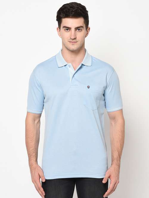 light blue solid polo t-shirt - 17453427 -  Standard Image - 0