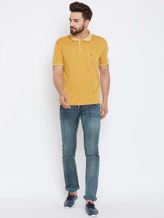 yellow solid polo t-shirt - 17453431 - Standard Image - 3