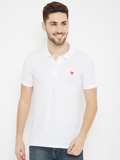 off white solid polo t-shirt - 17453456 - Standard Image - 0