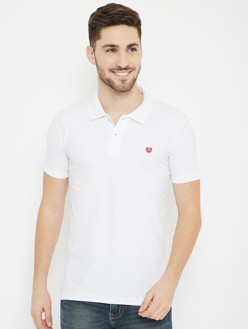 off white solid polo t-shirt - 17453456 - Zoom Image - 0