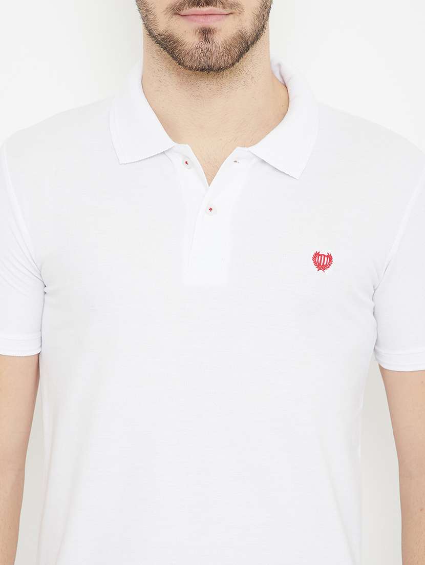 off white solid polo t-shirt - 17453456 - Standard Image - 3