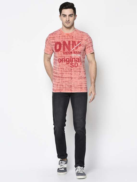 peach printed t-shirt - 17453503 -  Standard Image - 3