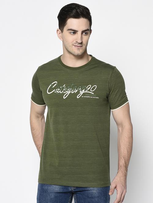 olive green printed t-shirt - 17453506 - Standard Image - 0