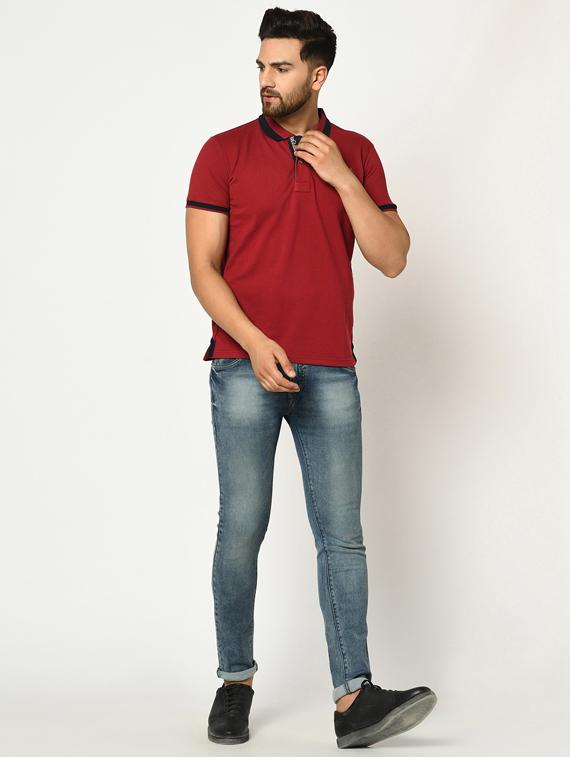 maroon printed polo t-shirt - 17453533 - Standard Image - 3