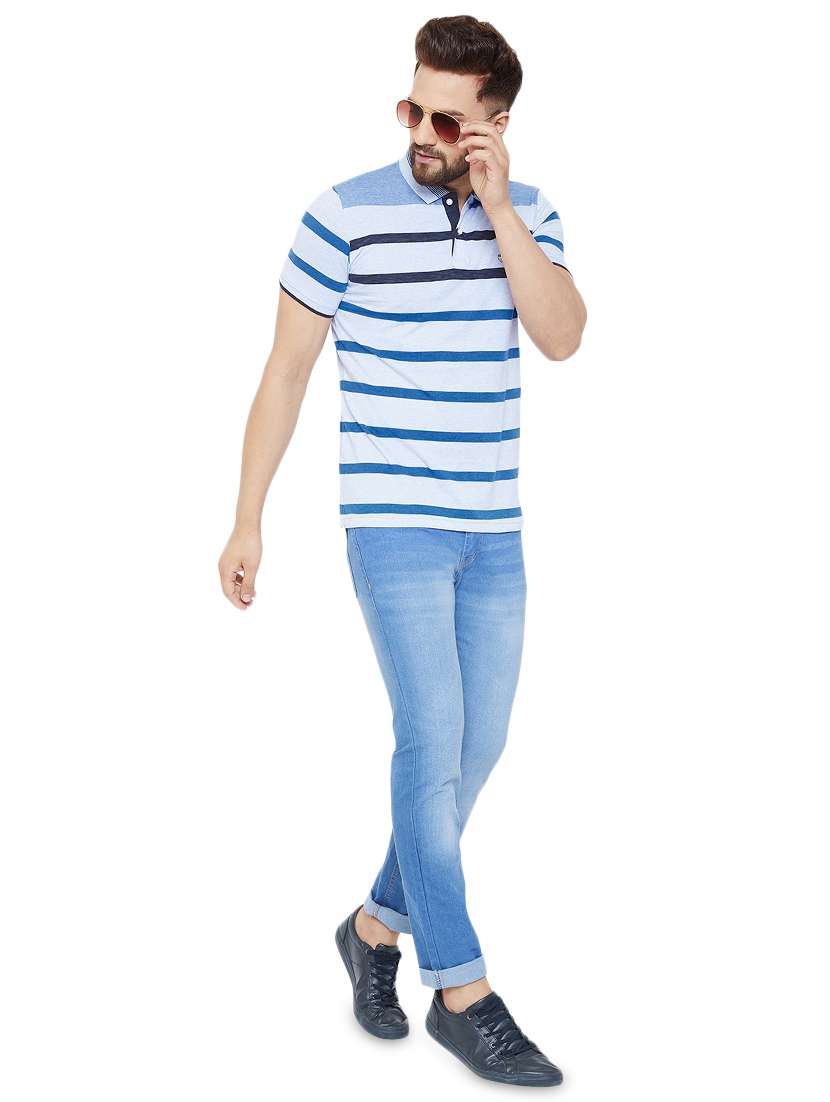 light blue striped collared t-shirt - 17453544 -  Standard Image - 3