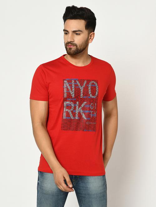 red chest print t-shirt - 17453577 - Standard Image - 0