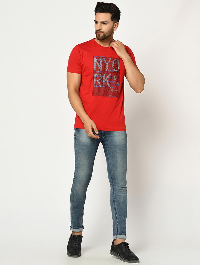 red chest print t-shirt - 17453577 - Standard Image - 3
