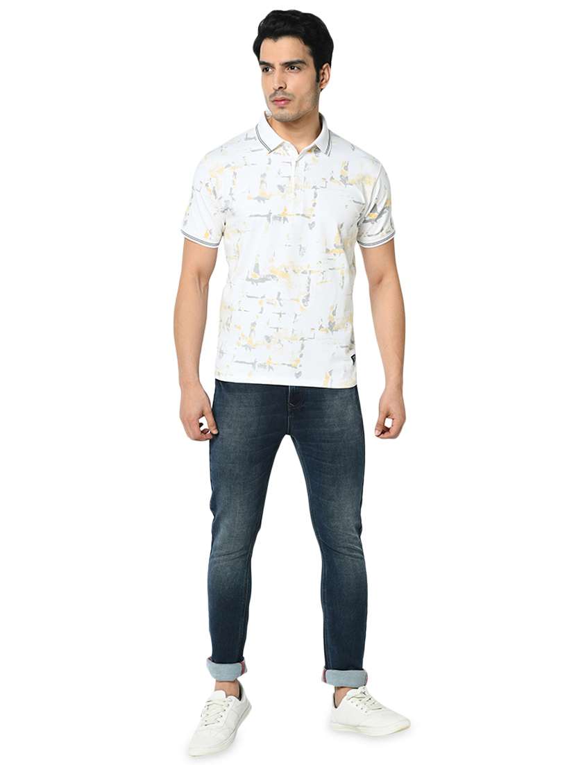 white printed collared t-shirt - 17453579 - Standard Image - 3