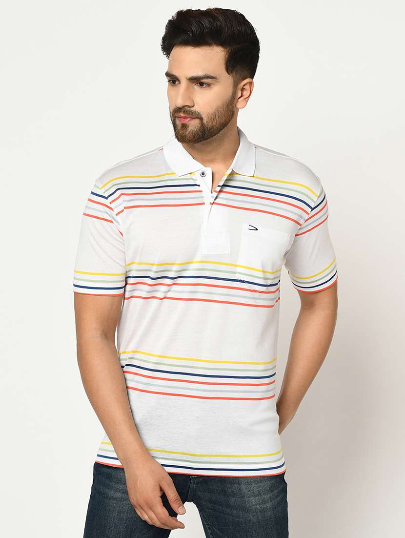 white striped polo t-shirt - 17453584 -  Zoom Image - 0