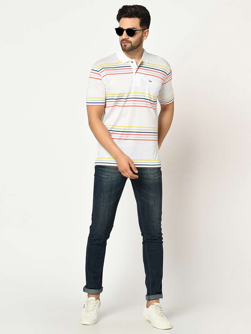 white striped polo t-shirt - 17453584 - Standard Image - 3