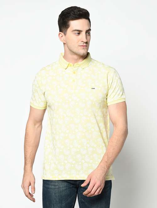 yellow printed collared t-shirt - 17453591 - Standard Image - 0