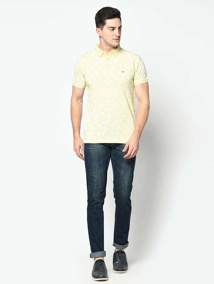 yellow printed collared t-shirt - 17453591 - Standard Image - 3