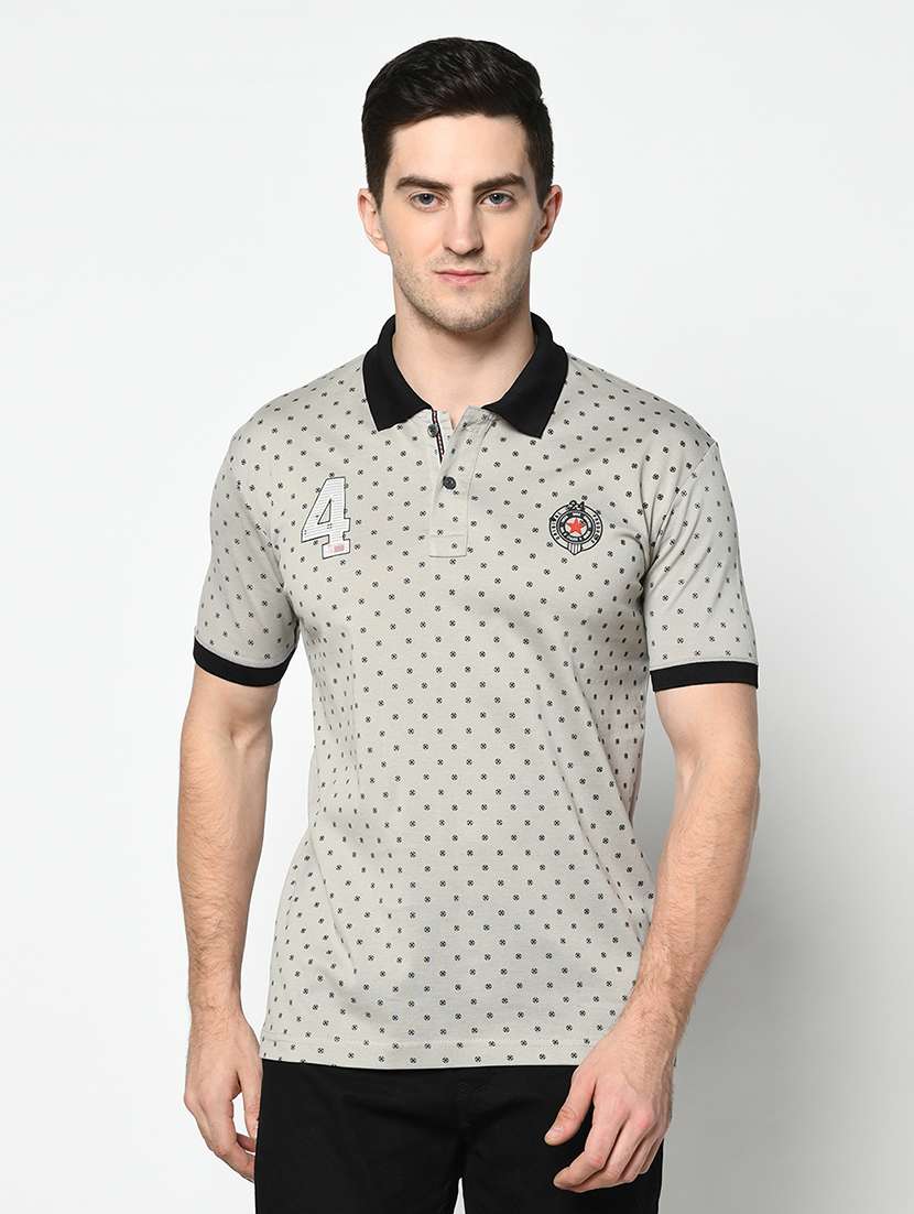 grey printed polo t-shirt - 17453600 - Zoom Image - 0