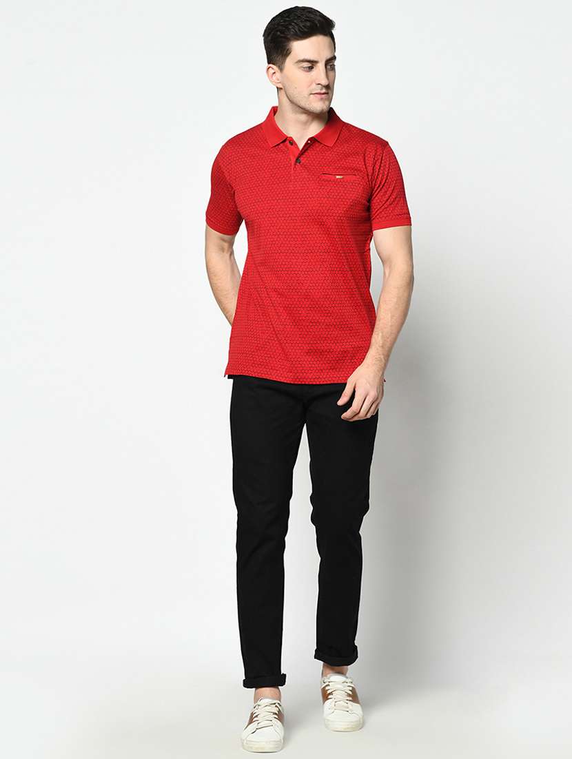 red printed polo t-shirt - 17453616 -  Standard Image - 3