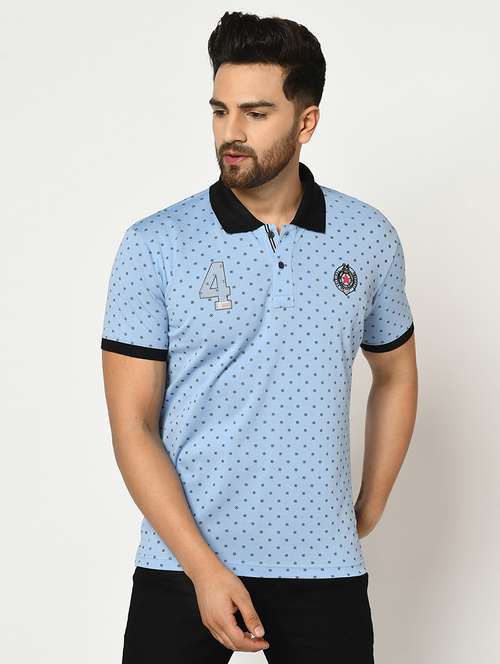 light blue printed polo t-shirt - 17453622 - Standard Image - 0